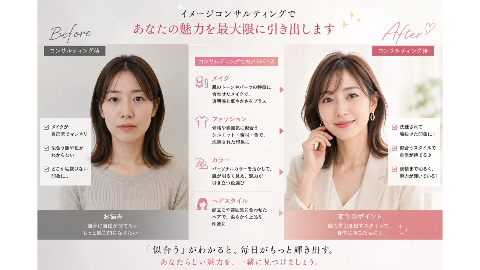 イメージコンサルティング診断のビフォーアフター